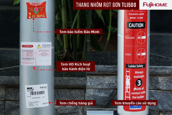 Thang nhôm rút gọn đơn FUJIHOME TLI500