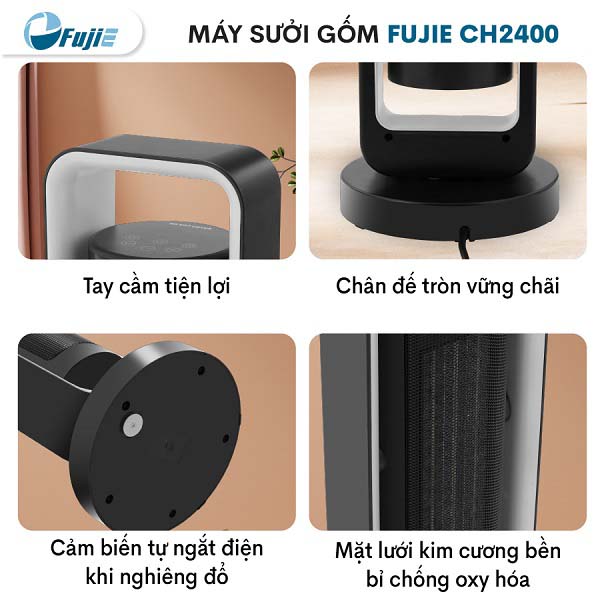 Quạt sưởi gốm Ceramic để sàn FujiE Ch-2400 thiết kế tinh tế