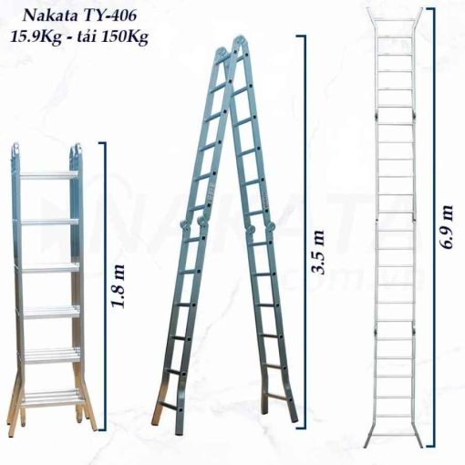 Thang nhôm xếp 4 đoạn Nakata VN406