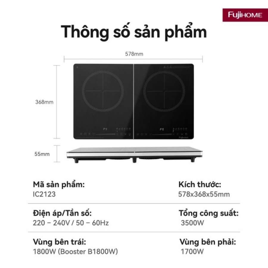 Bếp Từ Đôi Fujihome IC2123 3 Bếp từ đôi Fujihome IC2123