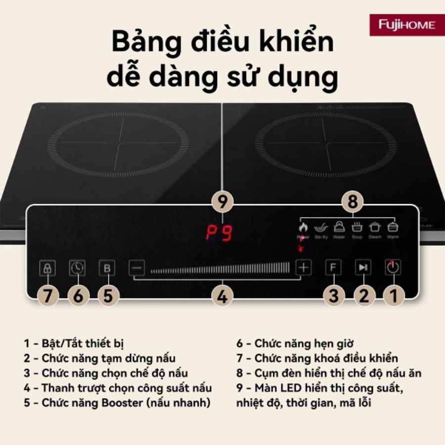 Bếp Từ Đôi Fujihome IC2123 20 Bếp từ đôi Fujihome IC2123