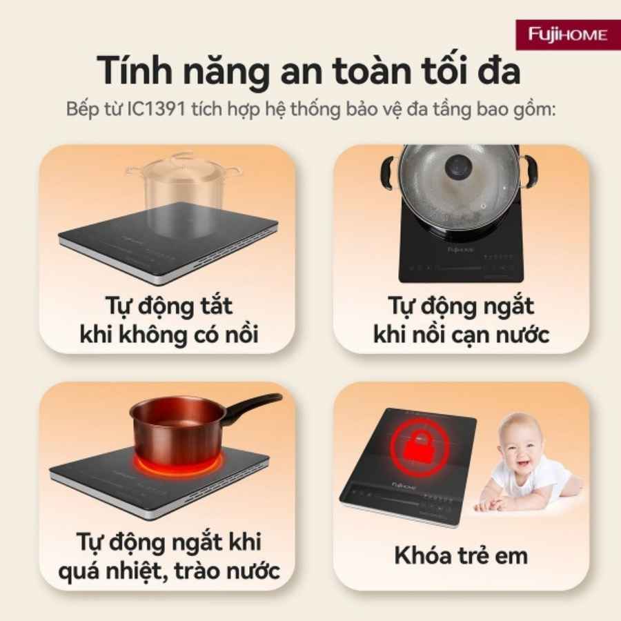 Bếp Từ Tròn Đơn Fujihome IC1391 5 Bếp Từ Tròn Đơn Fujihome IC1391