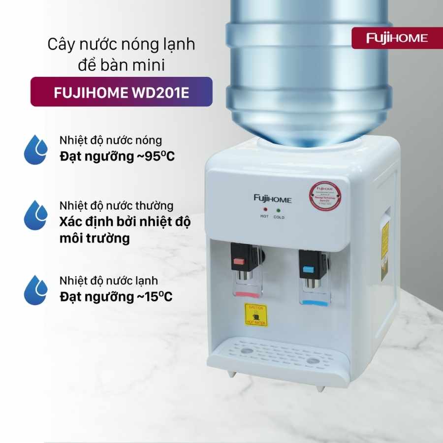 Cây nước nóng lạnh mini Fujihome WD201E 6 Cây nước nóng lạnh mini Fujihome WD201E