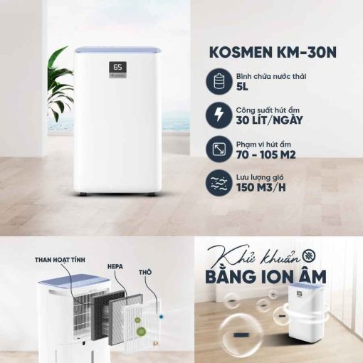 Máy hút ẩm và lọc không khí Kosmen KM-30N