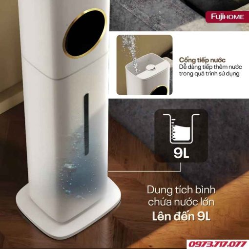 Máy tạo ẩm, xông tinh dầu, khử khuẩn UV dung tích lớn Fujihome HM09UV1
