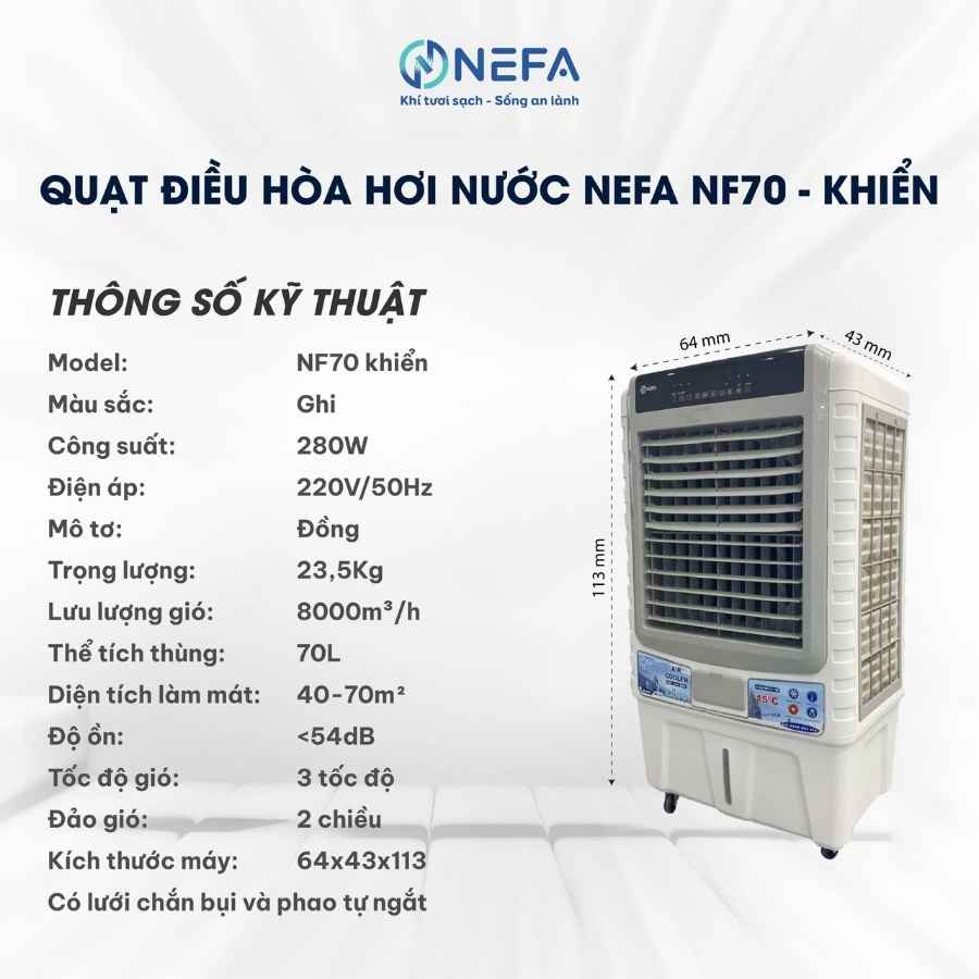 Quạt điều hòa NEFA NF70 Cơ – Khiển