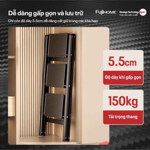 Thang ghế FUJIHOME SL104B (Black ) 4 bậc