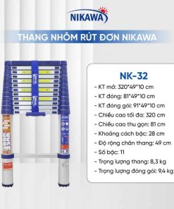 Thang nhôm rút đơn Nikawa NK-32 New