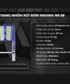 Thang nhôm rút đơn Nikawa NK-38 new