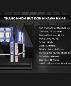 Thang nhôm rút đơn Nikawa NK-48 new