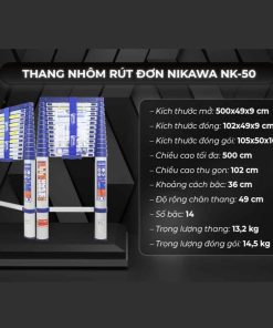Thang nhôm rút đơn Nikawa NK-50 New