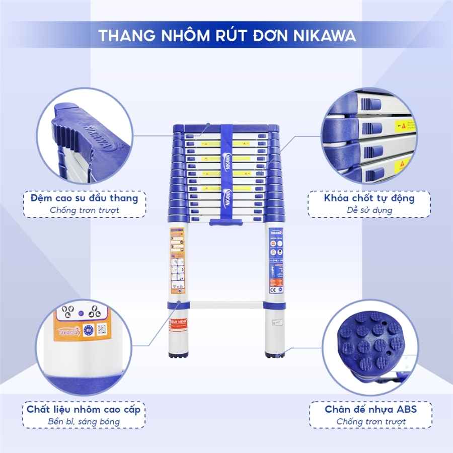 Thang nhôm rút đơn Nikawa NK-50 New