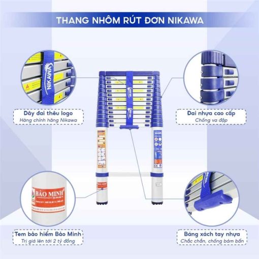 Thang nhôm rút đơn Nikawa NK-54 new