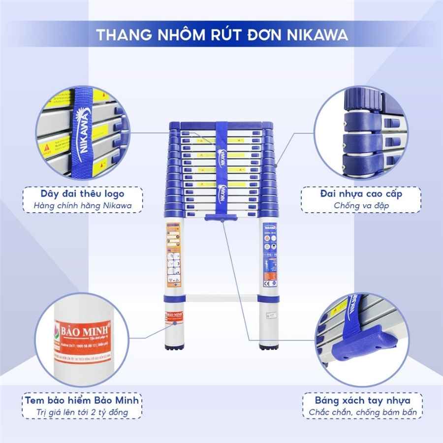 Thang nhôm rút đơn Nikawa NK-60 new