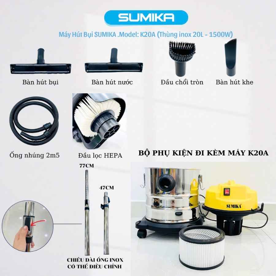 Máy hút bụi đa năng Sumika K20A 3 Máy hút bụi đa năng Sumika K20A