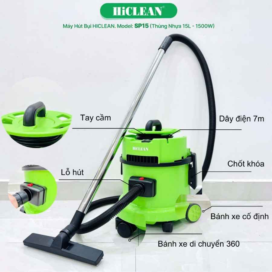 Máy hút bụi gia đình HiClean SP15 thùng chứa 15L 13 Máy hút bụi gia đình HiClean SP15 thùng chứa 15L