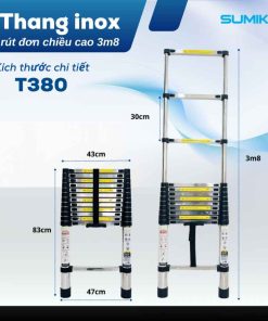 Thang rút inox SUMIKA T380 chiều cao 3.8m 7 Thang rút inox SUMIKA T380 chiều cao 3.8m