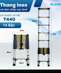 Thang rút inox SUMIKA T440 chiều cao 4.4m