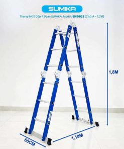 Thang inox gấp 4 đoạn Sumika SKS603