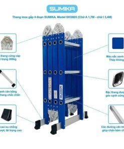 Thang inox gấp 4 đoạn Sumika SKS603