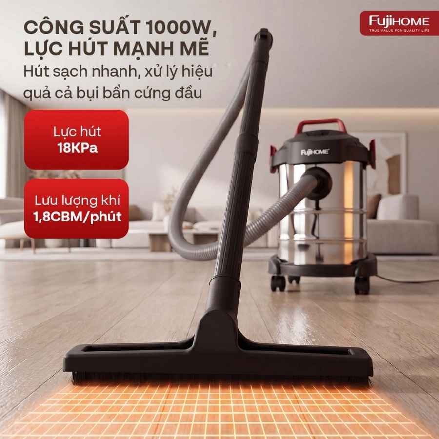Máy hút bụi Fujihome VC12N khô ướt 3 Máy hút bụi Fujihome VC12N khô ướt
