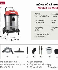 Máy hút bụi công nghiệp Fujihome VC60N 6 Máy hút bụi công nghiệp Fujihome VC60N