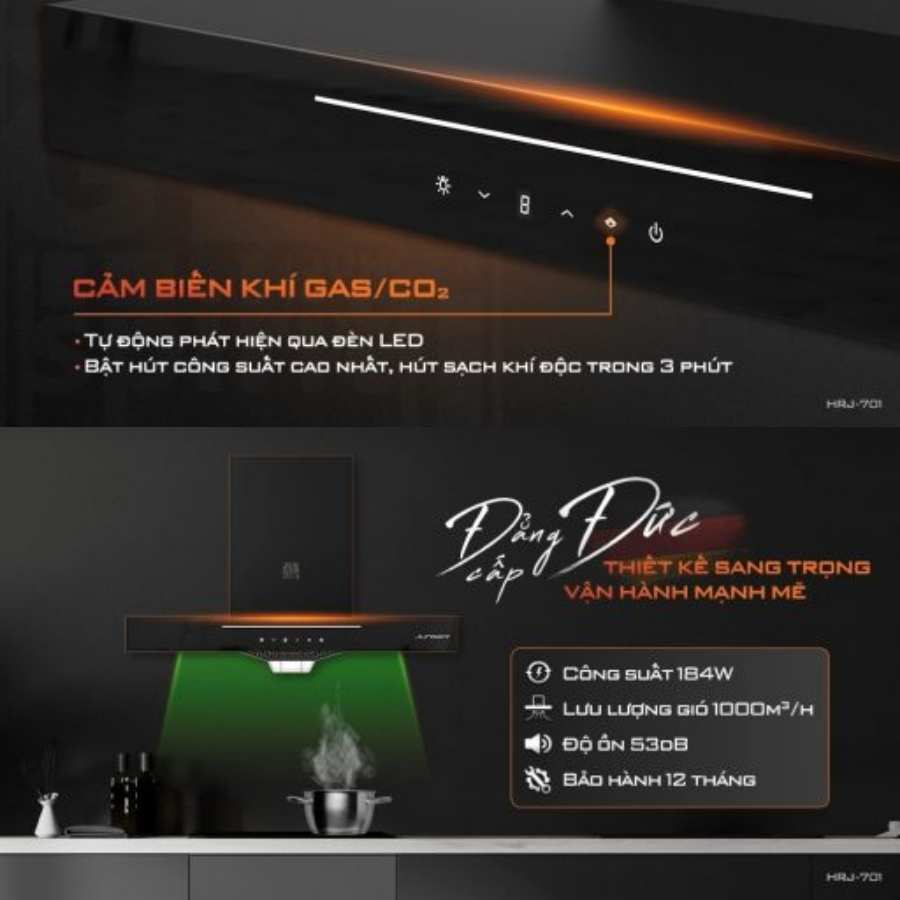 Máy hút mùi Junger HRJ-701 8 Máy hút mùi Junger HRJ-701