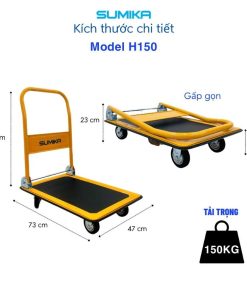 Xe đẩy hàng SUMIKA H150 sàn thép 7 Xe đẩy hàng Sumika H150 sàn thép