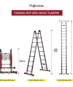 Thang Inox FUJIHOME TLA09IR rút chữ A 8 Thang Inox FUJIHOME TLA09IR rút chữ A