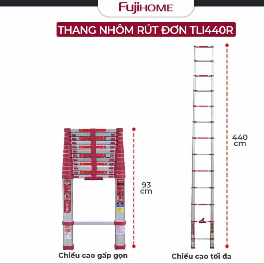 Thang nhôm rút đơn FUJIHOME TLI440R 16 Thang nhôm rút đơn FUJIHOME TLI440R