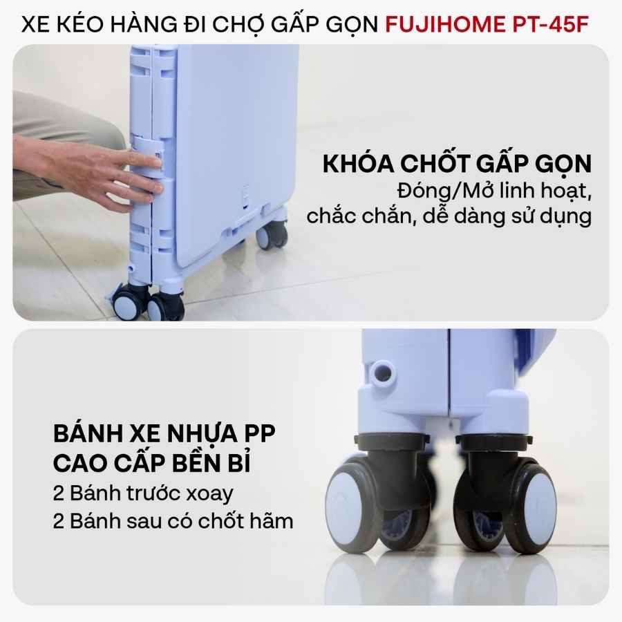 Xe kéo hàng FUJIHOME PT-45F đi chợ rút gọn 12 Xe kéo hàng FUJIHOME PT-45F đi chợ rút gọn