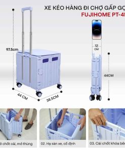 Xe kéo hàng FUJIHOME PT-45F đi chợ rút gọn 6 Xe kéo hàng FUJIHOME PT-45F đi chợ rút gọn